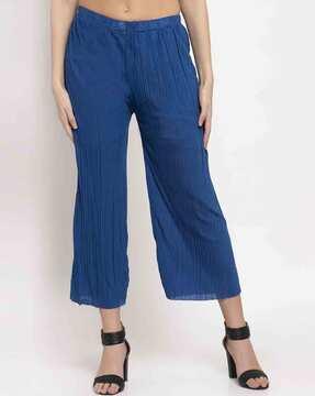 solid relaxed fit ankle length palazzos