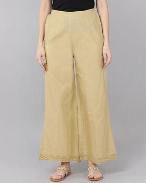 solid relaxed fit ankle length palazzos