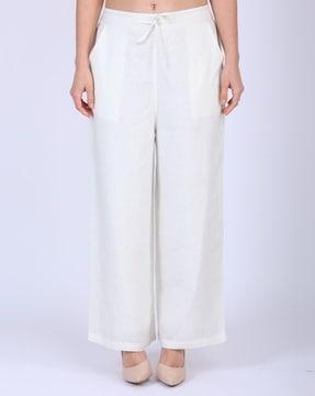 solid relaxed fit ankle length pants