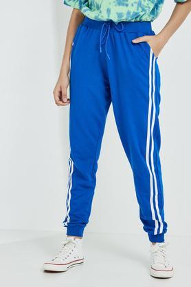 solid relaxed fit cotton women's active wear joggers - royal blue