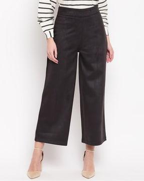 solid relaxed fit flat-front pants