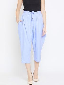 solid relaxed fit trousers with tie-up