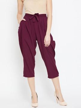 solid relaxed fit trousers with tie-up