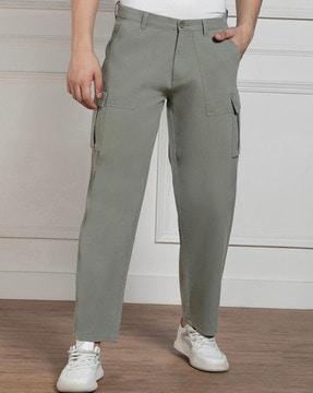 solid relaxed fit trousers