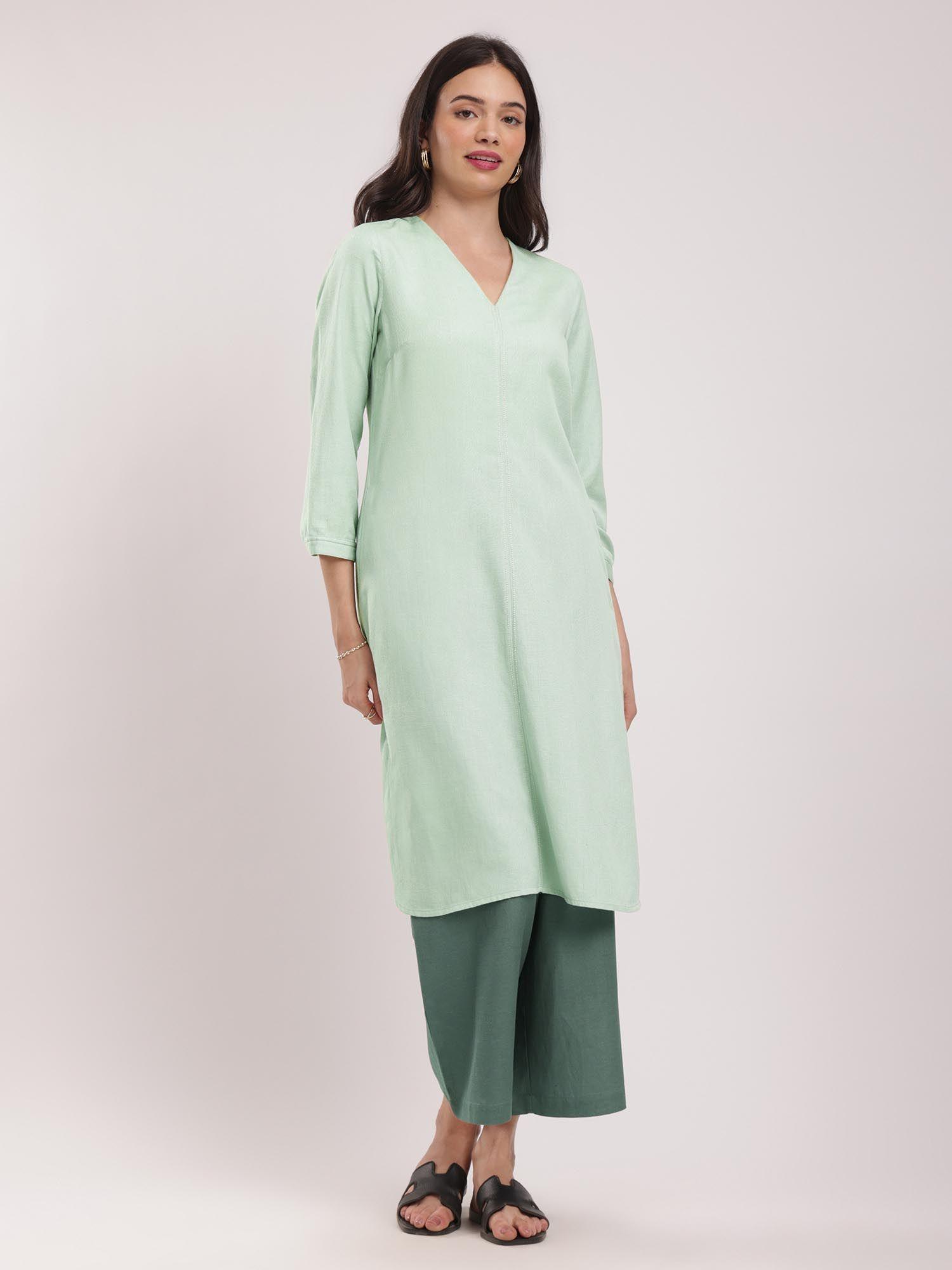 solid relaxed kurta green