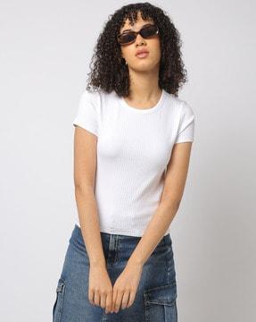 solid ribbed knitted crop top