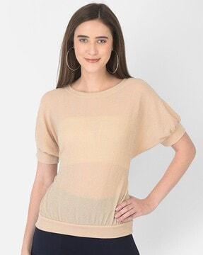 solid round neck blouse