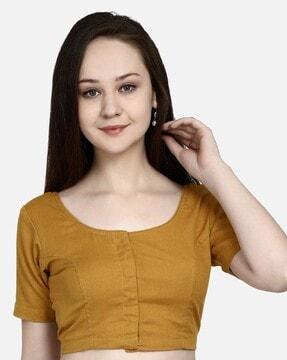 solid round neck blouse