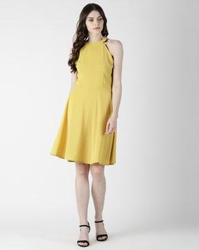 solid round-neck dress