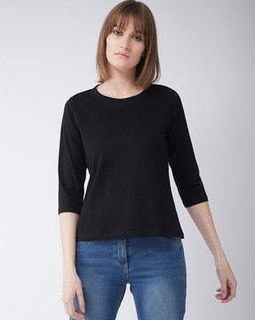 solid round neck t-shirt