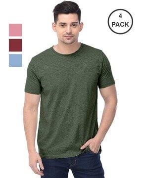 solid rpack of 4 men regular fit round-neck t-shirts