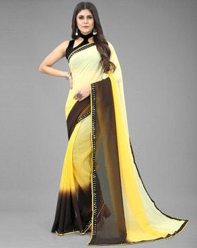solid saree with blouse piece