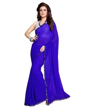 solid saree with embellished border