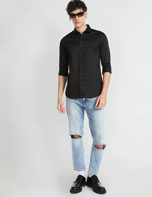 solid satin casual shirt