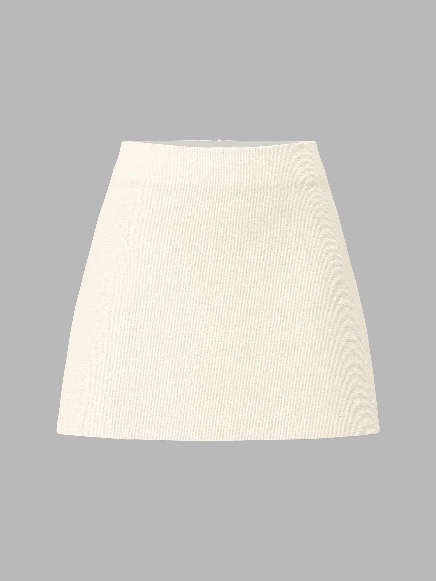 solid satin high waist short skirt