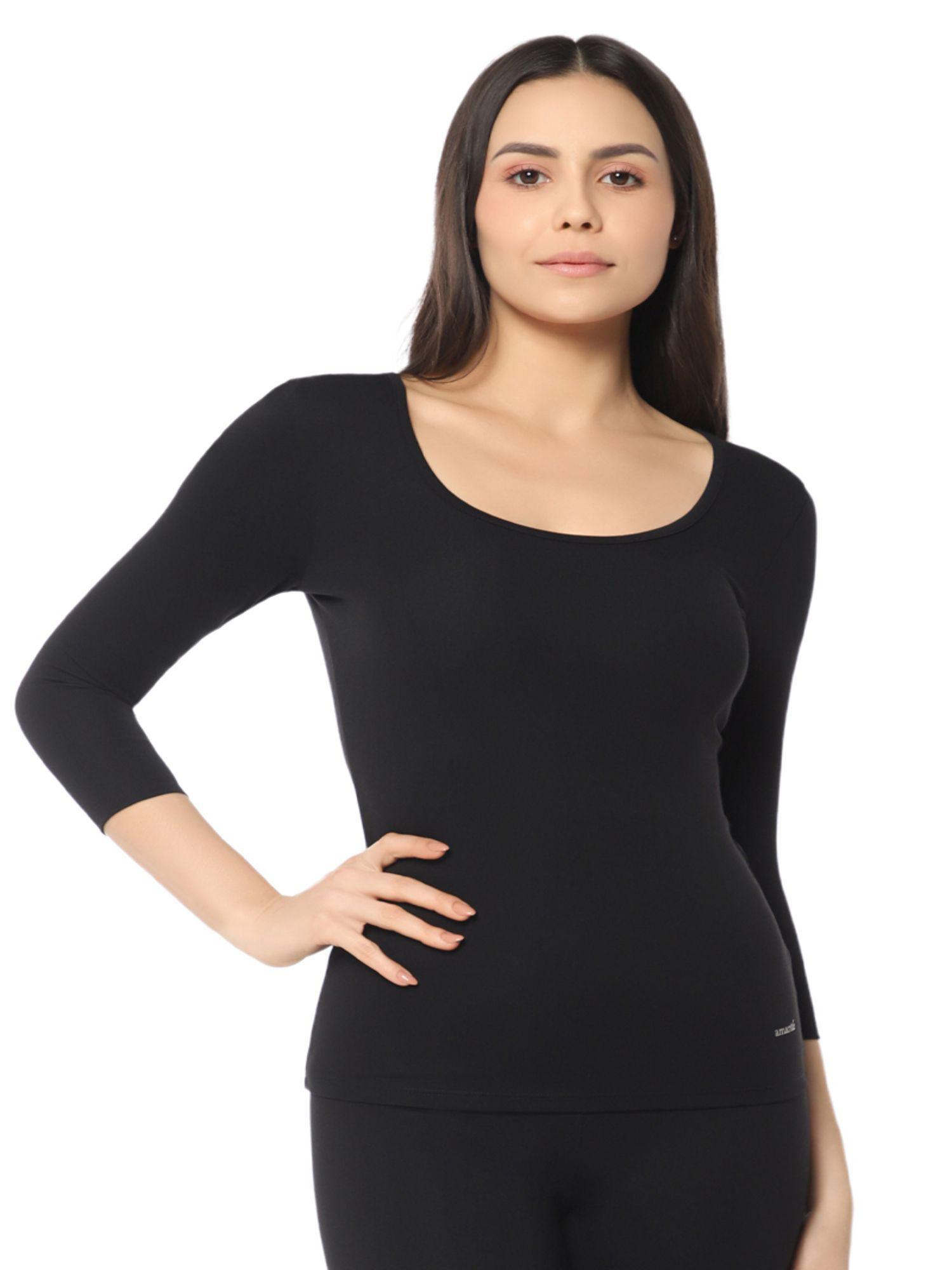 solid scoop neck 3-4th sleeve luxeheat thermal top