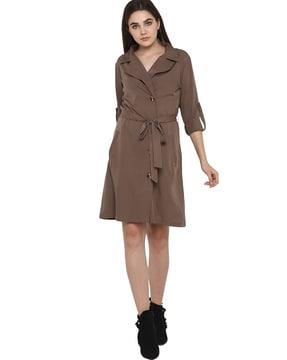 solid shirt dress with belt