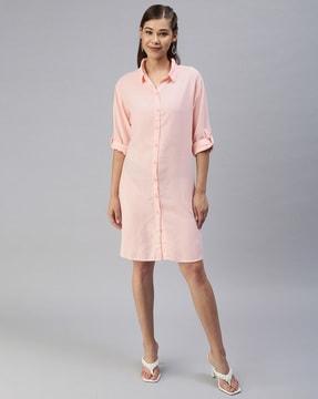 solid shirt dress