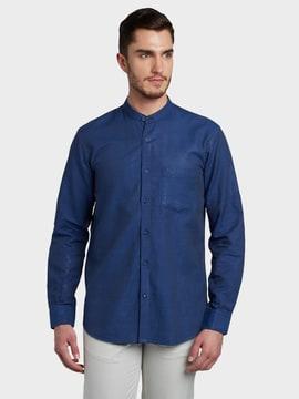 solid shirt with mandarin collar