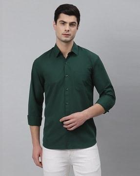 solid shirt with patch pocket