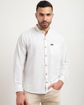 solid shirt with patch pocket