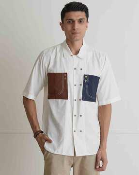 solid shirt with patch pockets