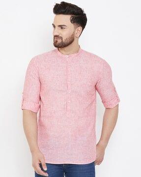 solid short kurta with band collar