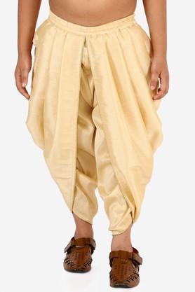 solid silk blend regular fit boys dhoti - gold