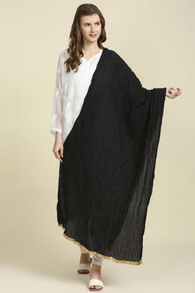 solid silk blend womens festive wear dupatta - black