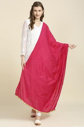 solid silk blend womens festive wear dupatta - fuchsia