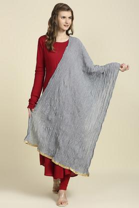 solid silk blend womens festive wear dupatta - grey