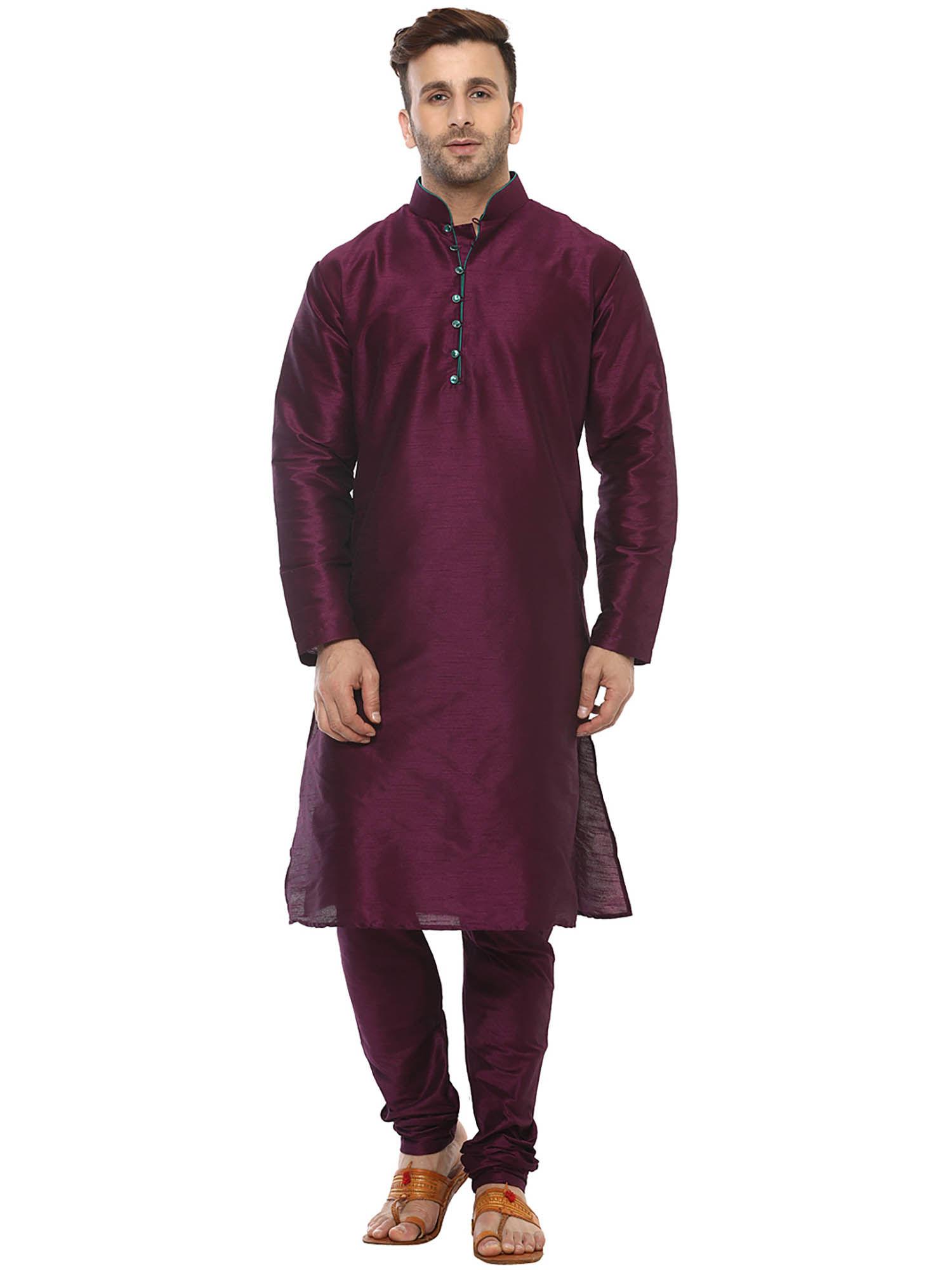 solid silk kurta and pyjama (set of 2)