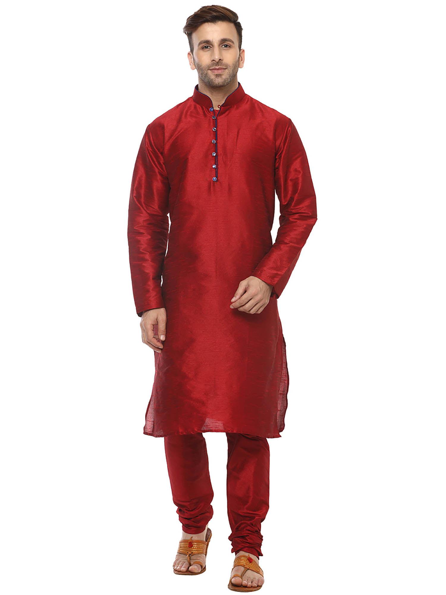 solid silk kurta and pyjama (set of 2)