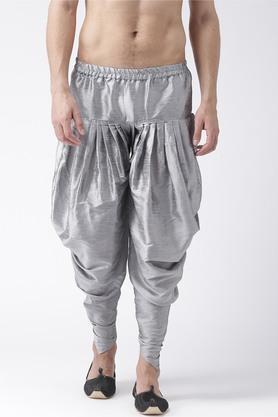 solid silk regular fit men's harem pants - grey