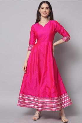 solid silk sweetheart neck womens gown - pink