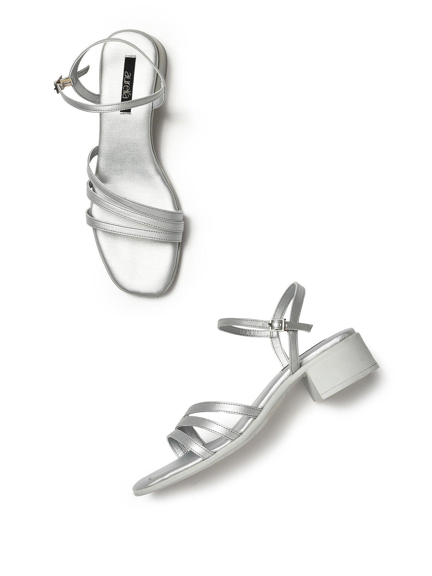 solid silver square toe heel