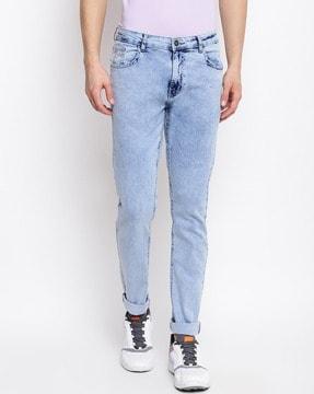 solid skinny ankle length jeans