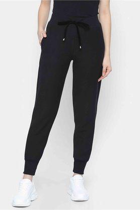 solid skinny fit polyester womens track pants - black
