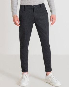 solid skinny fit trousers