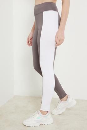 solid skinny fit womens active wear leggings - dark grey