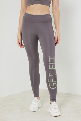 solid skinny fit womens active wear leggings - dark grey