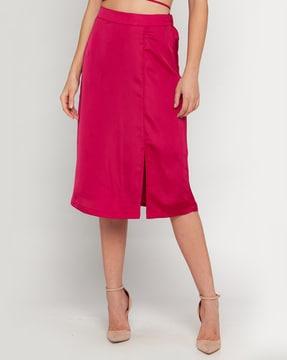 solid skirt with midi length