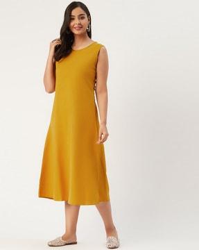 solid sleeveless a-line dress