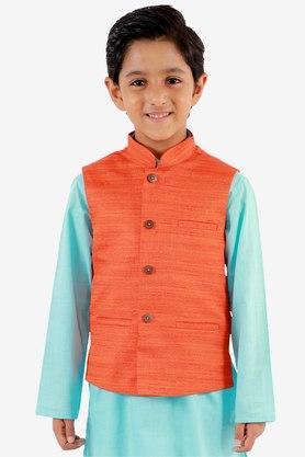 solid sleeveless boys jacket - orange