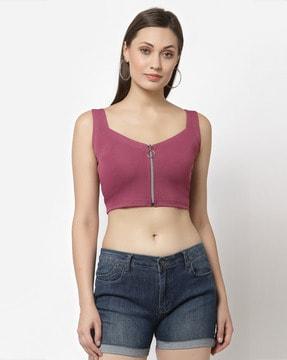 solid sleeveless crop top