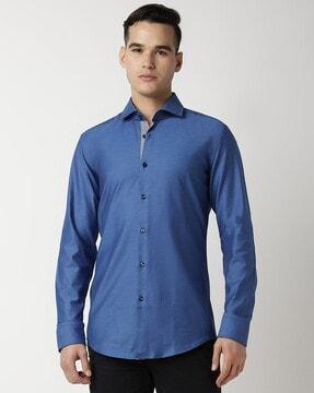 solid slim fit cotton shirt