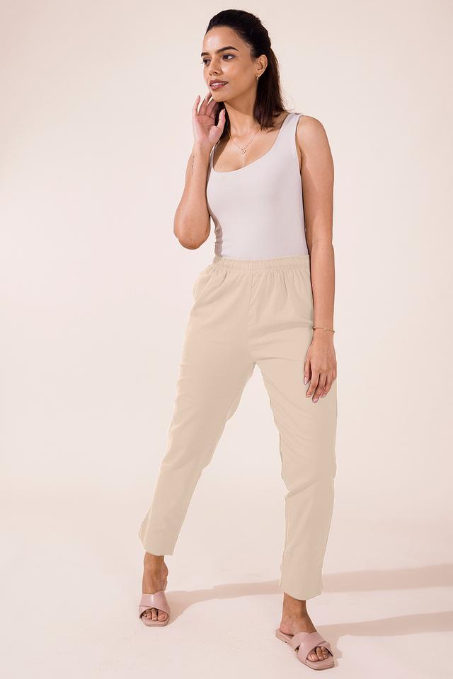 solid slim fit cotton womens festive wear pants