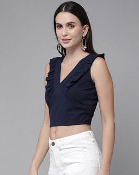 solid slim fit crop top