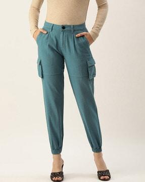 solid slim fit flat-front pants