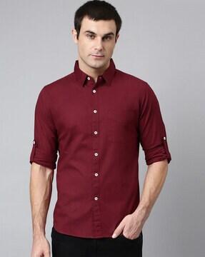 solid slim fit full-sleeve classic shirt